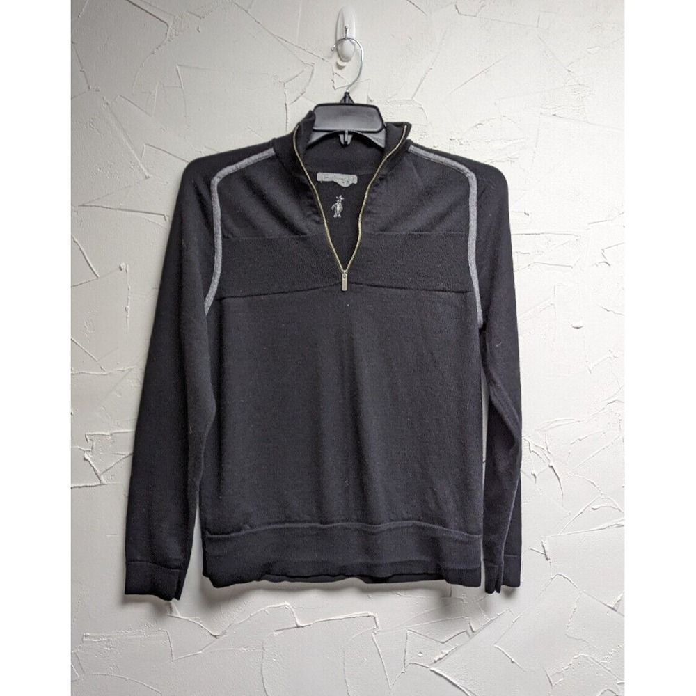 Smartwool 1/4 Zip  Mens M Black 100% Merino Wool Pullover Stretch